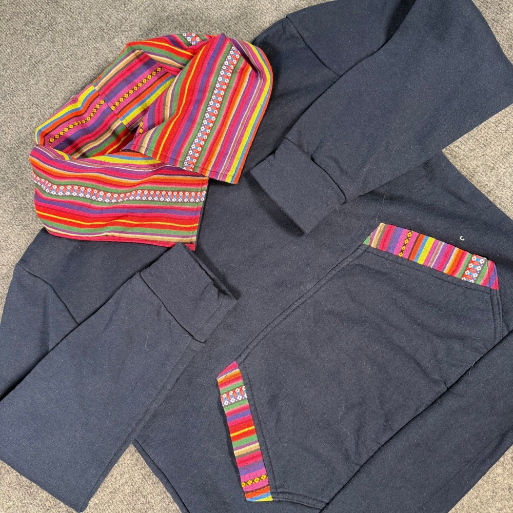 Worthington Tall Navy Blue Cotton Cowl Neck Sweatshirt Striped Trim Large #4415